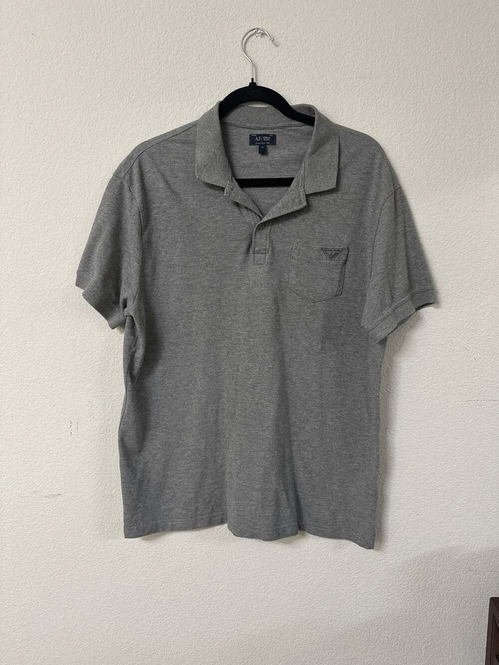 Armani Jeans Men’s Grey Cotton Pique Polo Shirt Chest Pocket Size XL